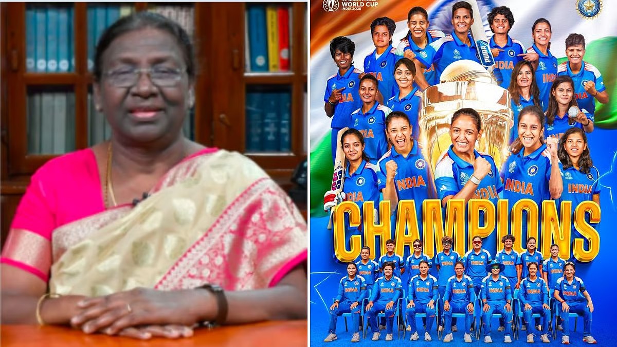 President Droupadi Murmu congratulates the ICC Women’s team after the World Cup crown