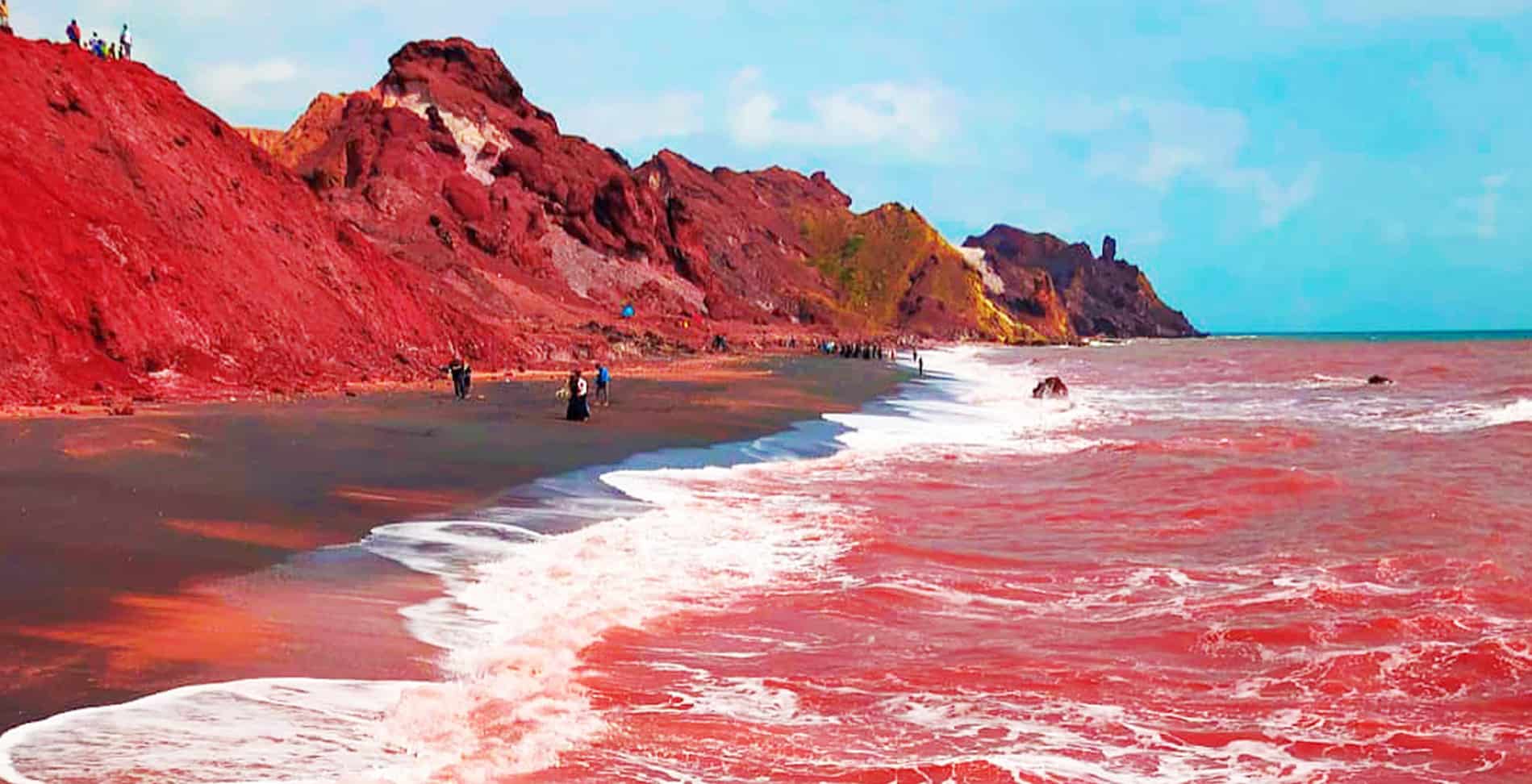 Red Rain Creates Magic on Hormuz Island Beach