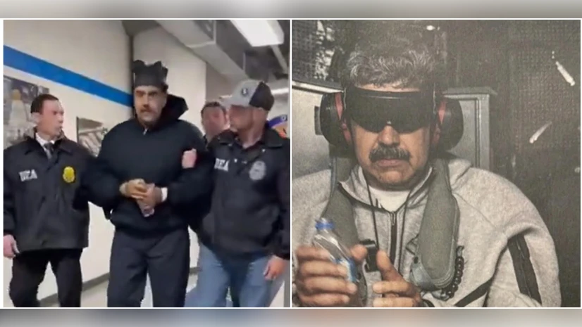 Handcuffed Nicolas Maduro Seen at DEA Headquarters Following U.S. Capture from Venezuela