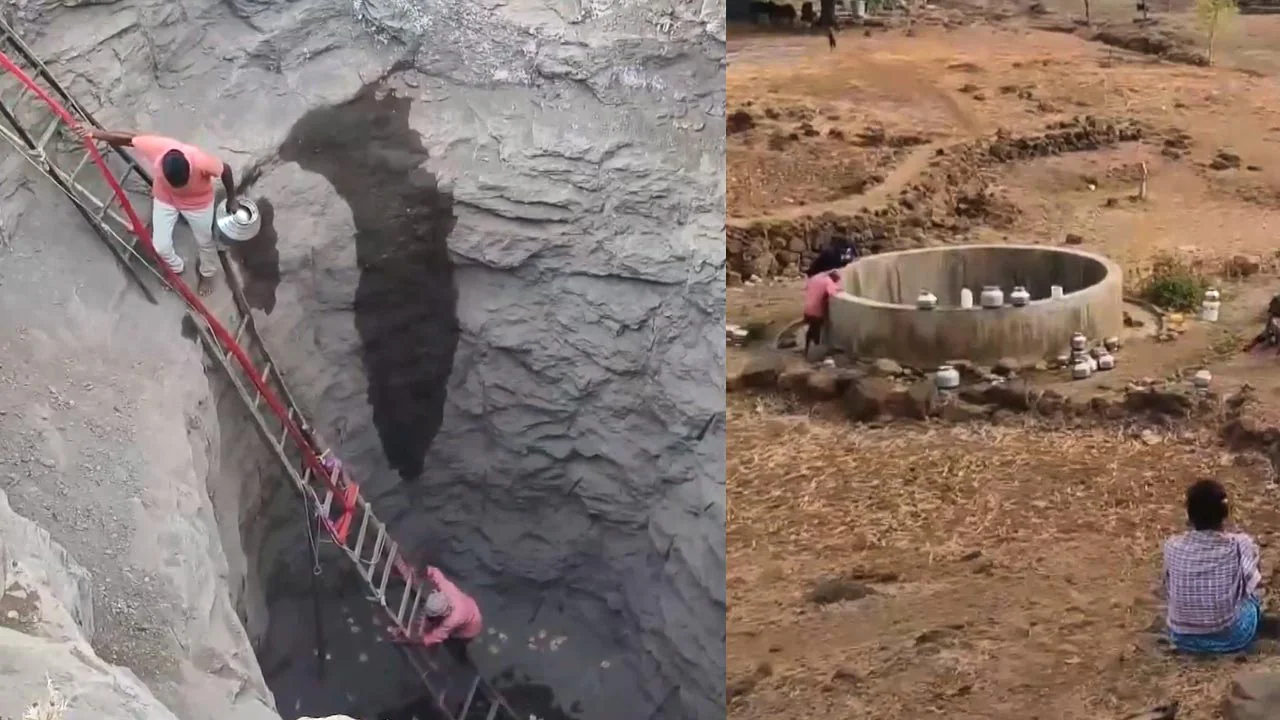 Gujarat Water Crisis Deepens as Villagers Climb 45 Foot Wells for Survival
