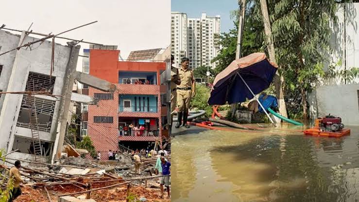Heavy Rains Trigger Building Collapse and Flood Chaos Across India
