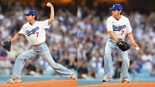 BTS’ V Delivers First Pitch at Dodger Stadium in Number 7 Jersey