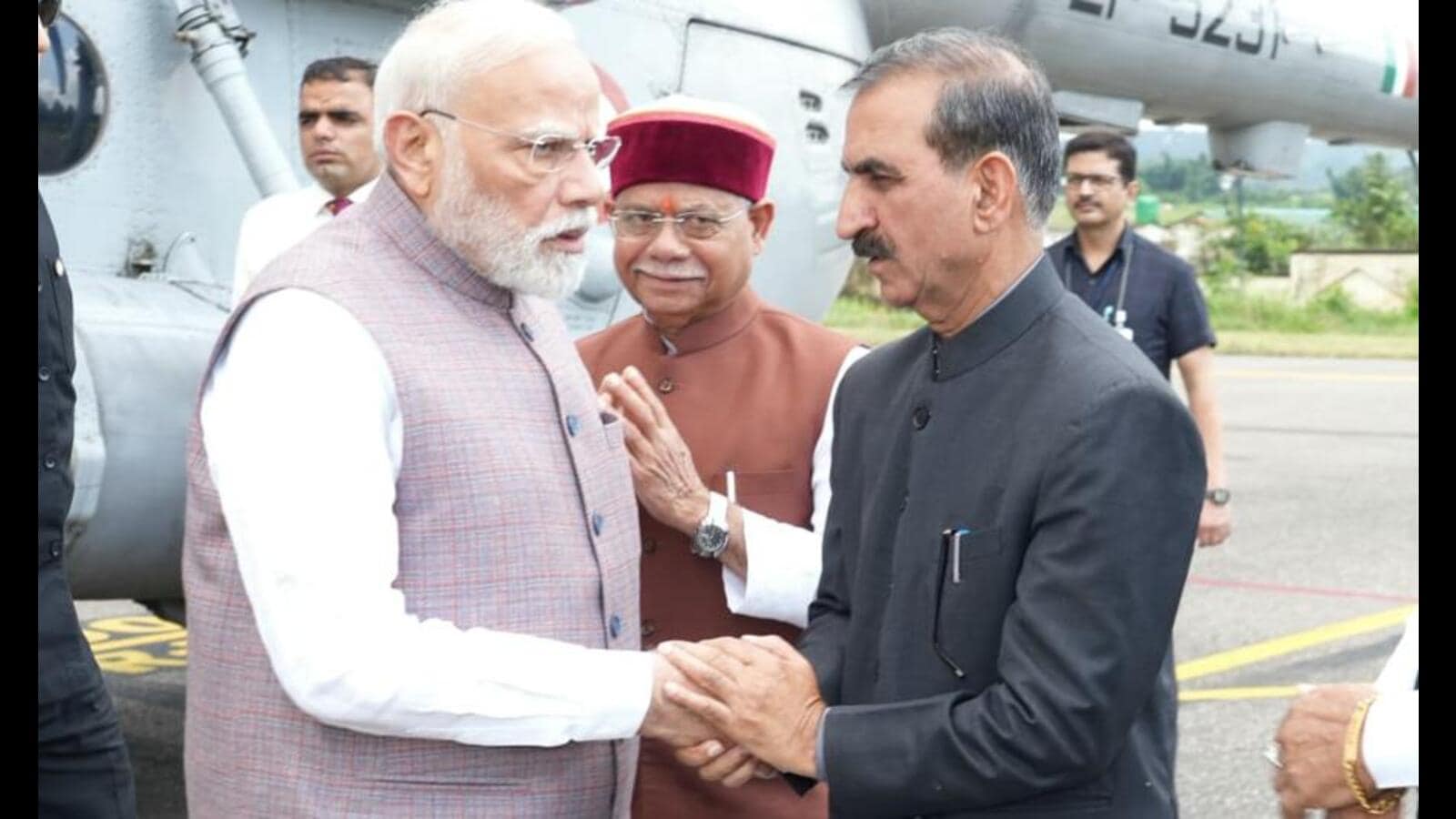 Modi visits Kangra after reviewing flood damage in Mandi and Kullu
