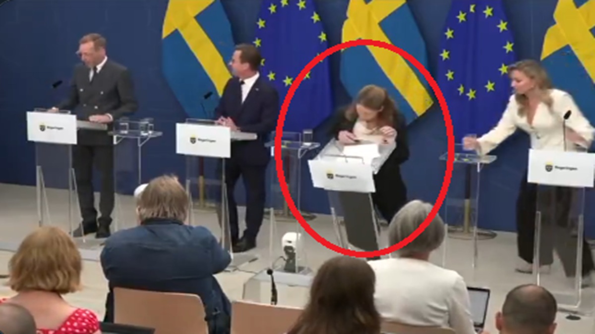 Sweden’s New Health Minister Elisabet Lann Collapses During Press Briefing